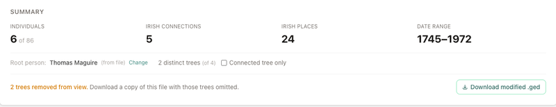 Save a copy of gedcom file with extractions removed