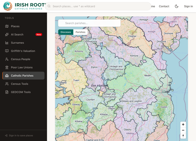 Over 1,000 Catholic parishes mapped across every diocese in Ireland.
