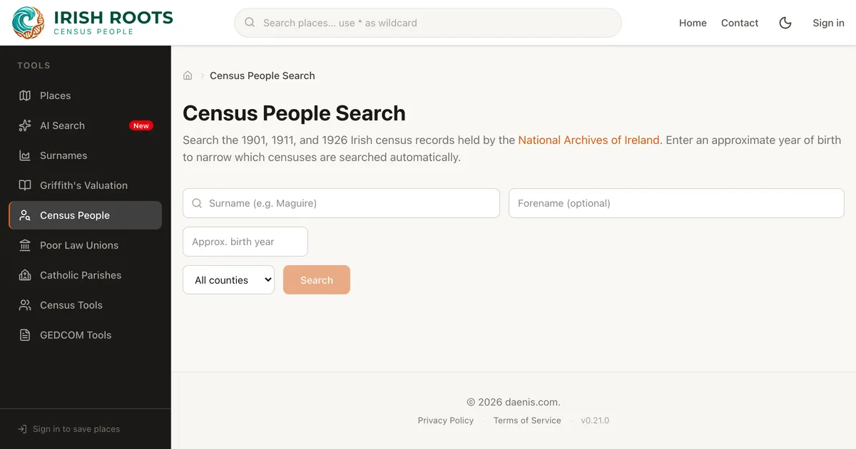 Search the 1901, 1911 and 1926 Census — Find a Person Fast